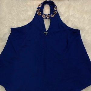 Blue Charlotte Russe High Neck Top